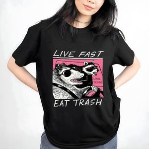 Live Fast Eat Trash - Raccoon Graphic Tee
